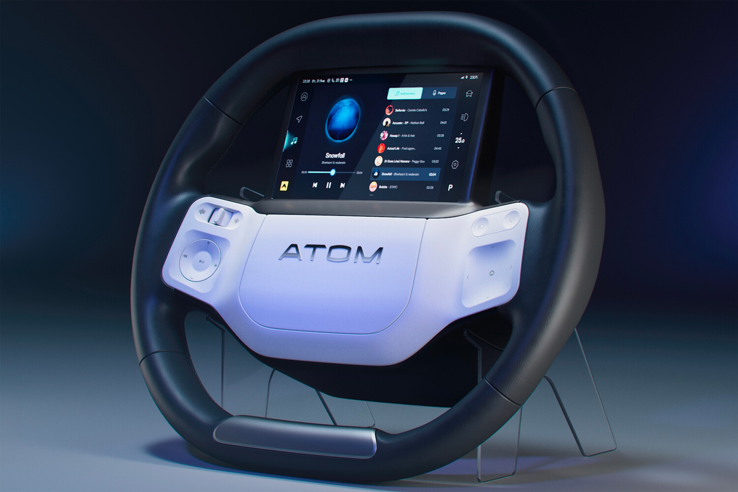 Представлен оригинальный руль с встроенным экраном для нового российского электрокара «Атом»: первое фото