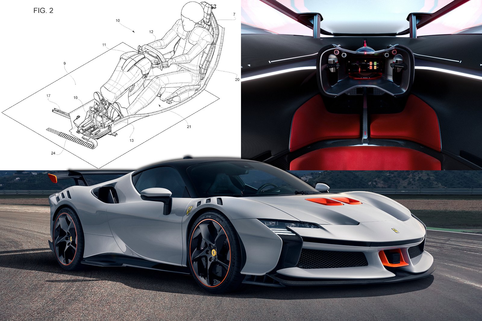 Ferrari запатентовала необычное водительское сиденье. Его можно сдвигать к центру